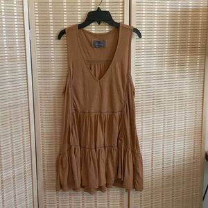 Anthropologie Dark Tan V Neck Knit Top Size Large